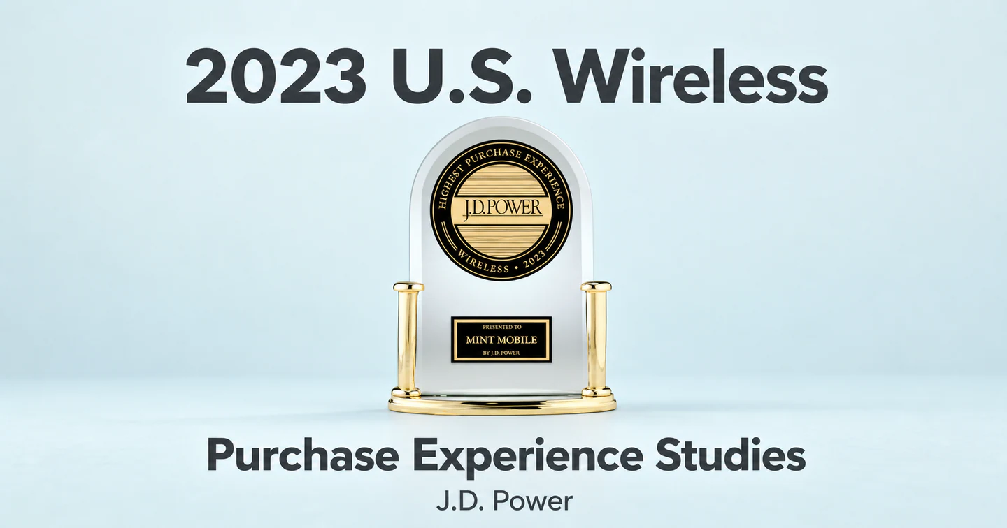 Illustrated 2023 J.D. Power U.S. Wireless Purchase Experience award presented to Mint Mobile